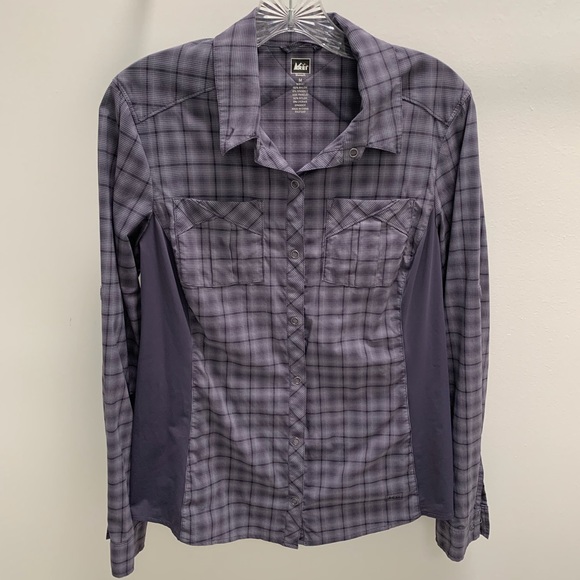 REI Tops - REI Hiking/Travel Shirt Sz M Purple Plaid